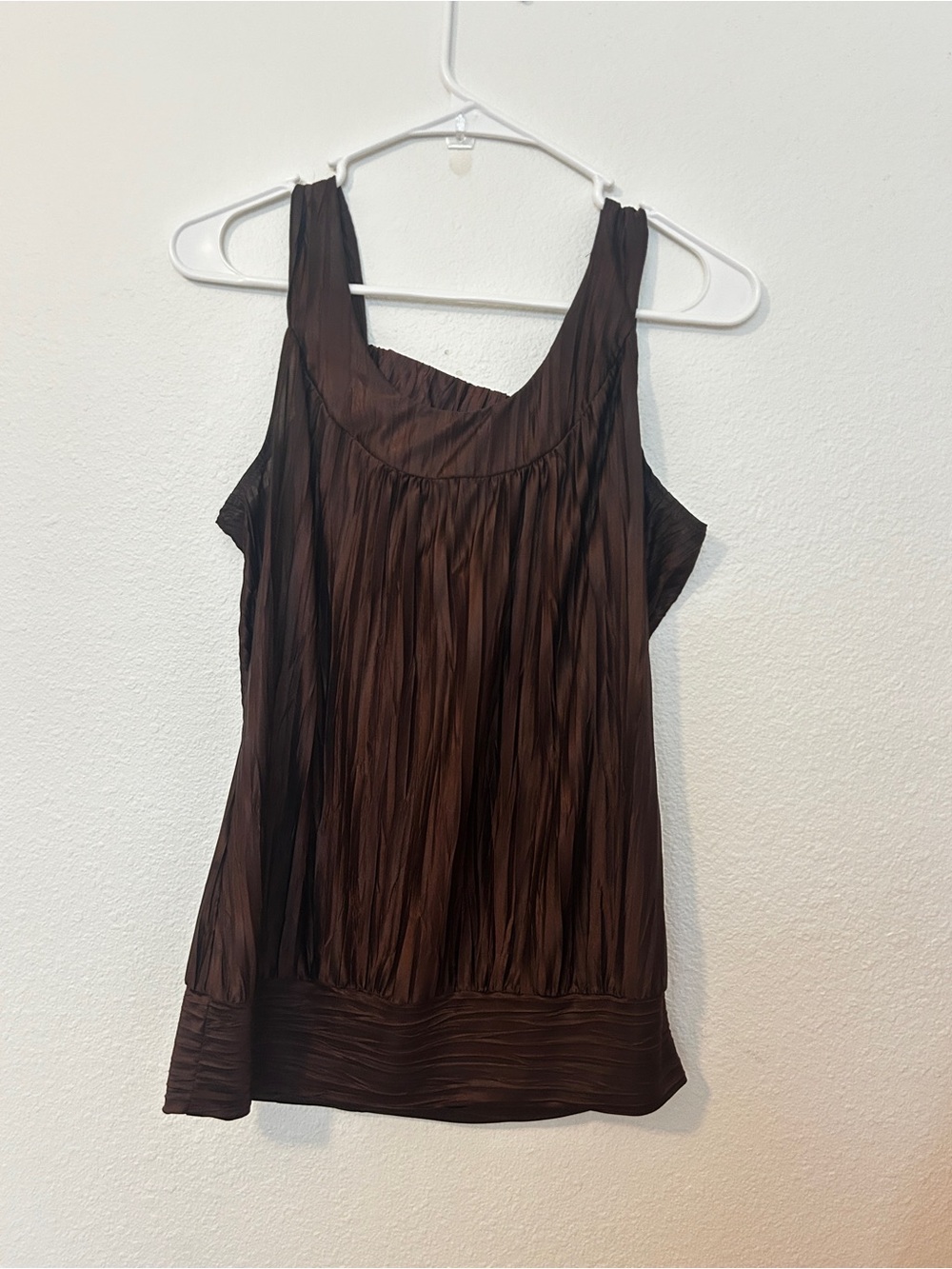 Byer California Brown Pleated Sleeveless Tank Top
